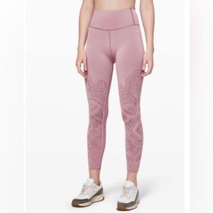 Excellent condition. Mauve Lace Cut Out Lululemon Leggings.
